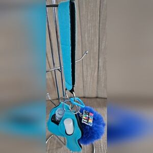 Blue Autism Keychain Lanyard With Peach Lip Care And Sanitizer. New